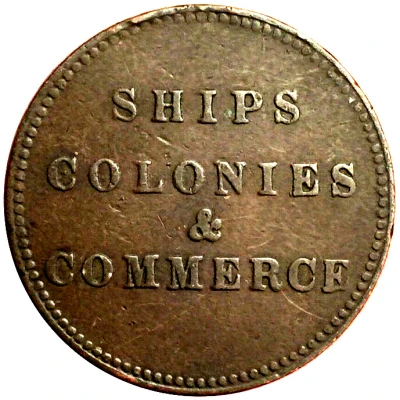 ½ Penny (Ships, colonies and commerce - round knob ampersand) ND back