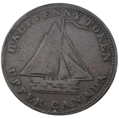 ½ Penny Sloop Token - Commercial Change, Hunter front