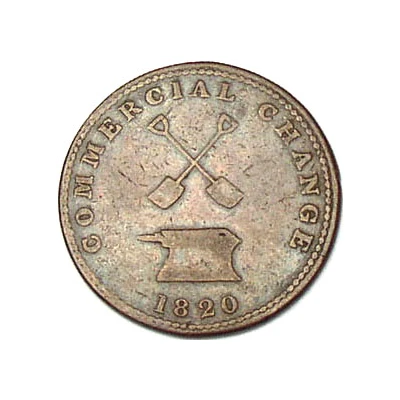 ½ Penny Sloop Token - Commercial Change, Shovels/Anvil back