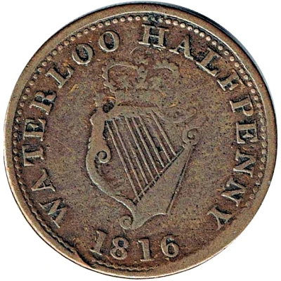 ½ Penny The Illustrious Wellington - Waterloo back