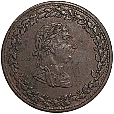 ½ Penny Tiffin Token - Copper front