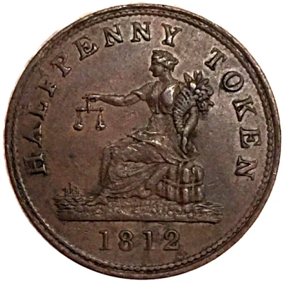 ½ Penny Tiffin Token - Copper back