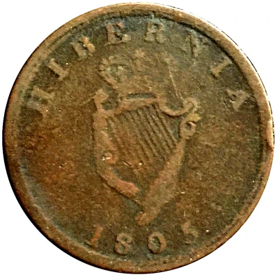 ½ Penny Token Field Marshal Wellington - Hibernia back