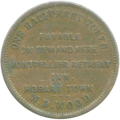 ½ Penny - W.D. Wood Hobart, Tasmania ND back