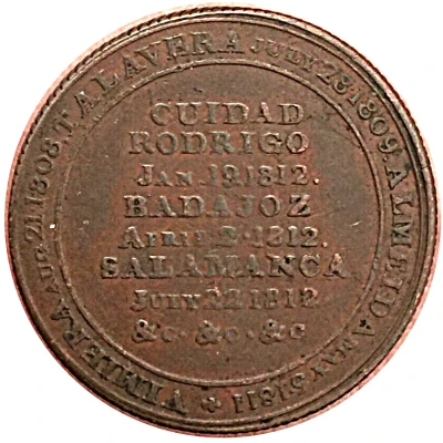 ½ Penny Wellington Peninsular token to Salamanca ND back