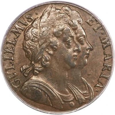 ½ Penny - William and Mary front