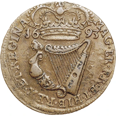 ½ Penny - William and Mary back