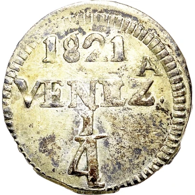 ¼ Real Gran Colombia - Republican coinage back