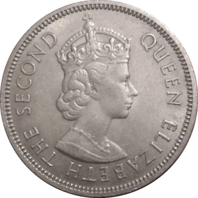 ½ Rupee - Elizabeth II 1st portrait front