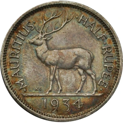 ½ Rupee - George V back