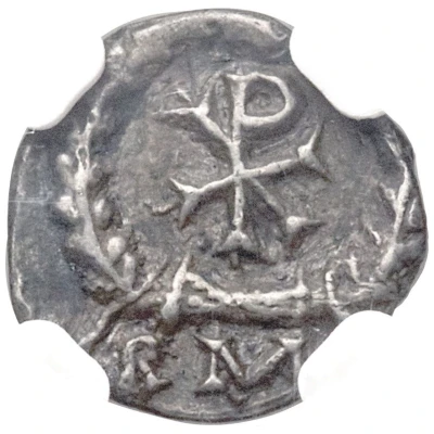 ½ Siliqua - Libius Severus Chi-rho within wreath; Rome back