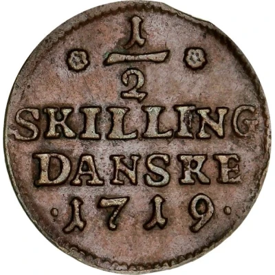 ½ Skilling Dansk - Frederik IV back