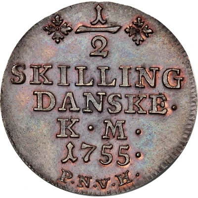 ½ Skilling Dansk - Frederik V back