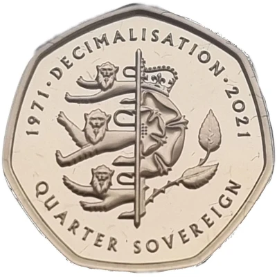 ¼ Sovereign - Elizabeth II Decimal anniversary back