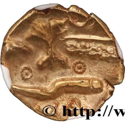 ¼ Stater with boat and rings 70 BC - 50 BC back