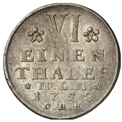 ⅙ Thaler - Christian Louis II back