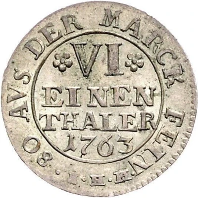 ⅙ Thaler - Frederick V of Denmark back