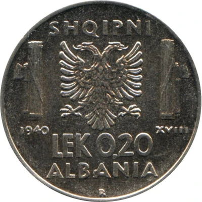 0.20 Lek - Victor Emmanuel III back