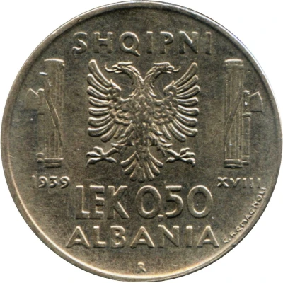 0.50 Lek - Victor Emmanuel III back