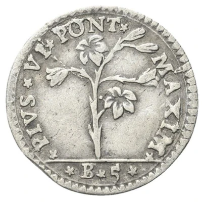 1 Carlino of 5 Baiocchi - Pius VI front