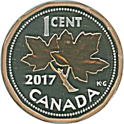 1 Cent - Elizabeth II Maple twig design back