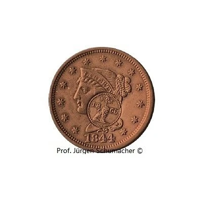 1 Céntimo Countermark over United States 1 Cent front