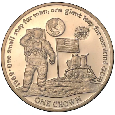 1 Crown - Elizabeth II First man on the moon back