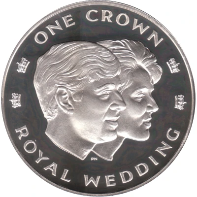 1 Crown - Elizabeth II Royal Wedding; Silver Proof issue back