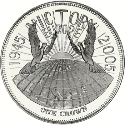 1 Crown - Elizabeth II Victory in Europe; Silver back