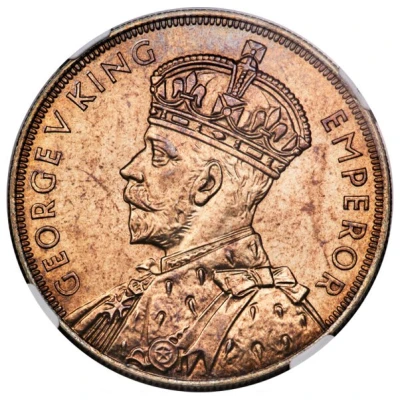 1 Crown - George V 95 Years of the Treaty of Waitangi; pattern front