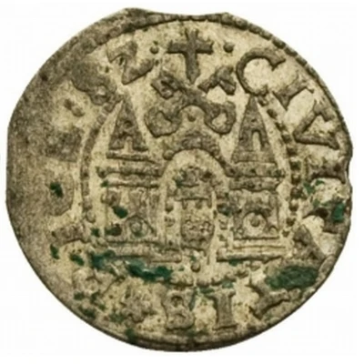 1 Denarius - Stephen Báthory Riga back