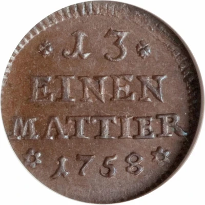 1 Denier / 1⁄13 Mattier - Charles I Seven Years' War back