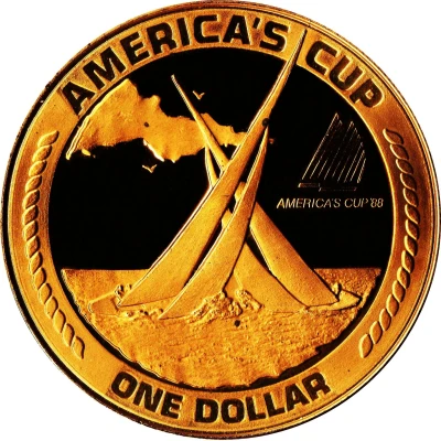 1 Dollar America's Cup with rope-like ornamentation back