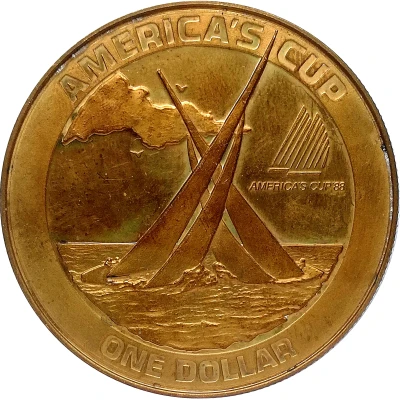 1 Dollar America's Cup without rope-like ornamentation back