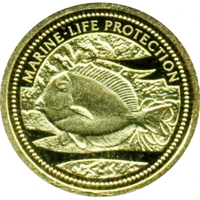 1 Dollar Blue-powder Surgeonfish; Gold Proof Issue back