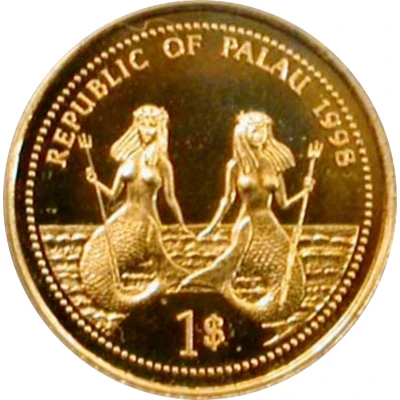 1 Dollar Bottle-Nose Dolphin; Gold Proof Issue front