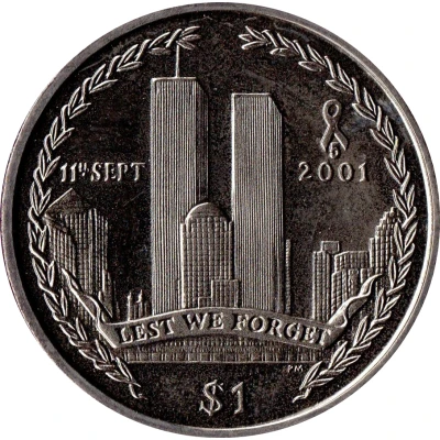 1 Dollar - Elizabeth II 5th Anniversary Attack on Twin Towers back