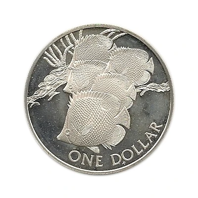 1 Dollar - Elizabeth II Butterfly Fish; Silver Proof back