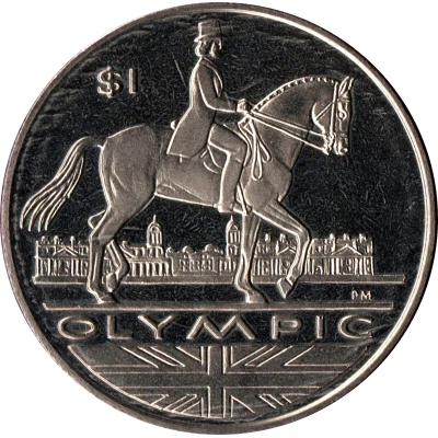 1 Dollar - Elizabeth II Dressage; Double Portrait back