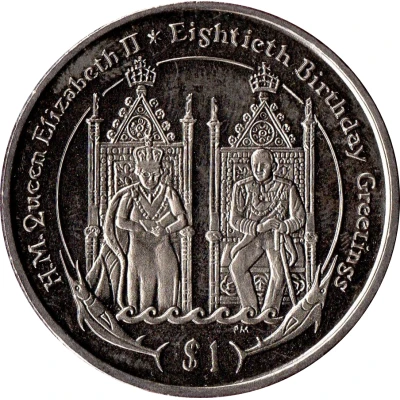 1 Dollar - Elizabeth II Elizabeth II and Philip on their thrones back