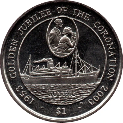 1 Dollar - Elizabeth II Golden Jubilee - Gothic Ship back