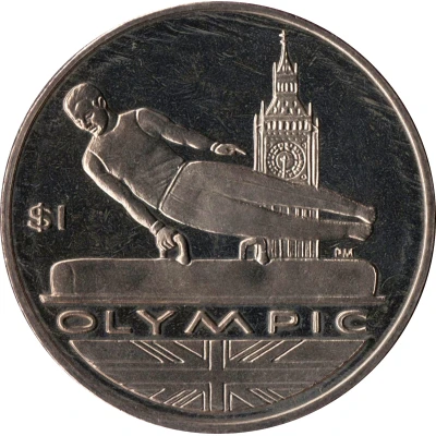 1 Dollar - Elizabeth II Gymnastics; Double Portrait back