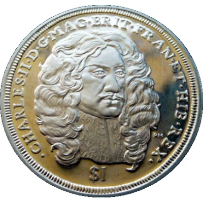 1 Dollar - Elizabeth II King Charles II back