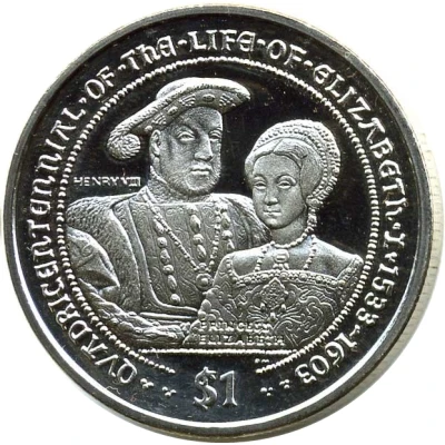 1 Dollar - Elizabeth II King Henry VIII and Princess Elizabeth back