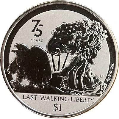 1 Dollar - Elizabeth II Last Walking Liberty Coin, Silver Bullion back