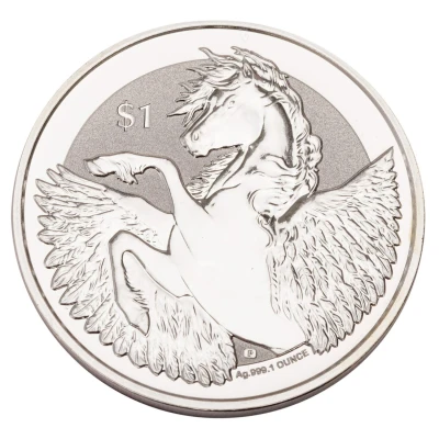 1 Dollar - Elizabeth II Pegasus; 1oz Reverse Frosted Silver Bullion back