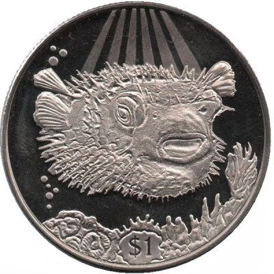 1 Dollar - Elizabeth II Porcupine Fish back