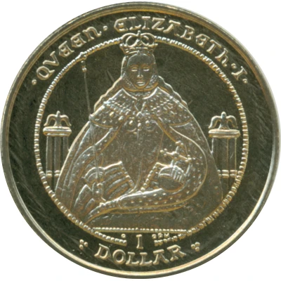 1 Dollar - Elizabeth II Queen Elizabeth I - Between Pillars back