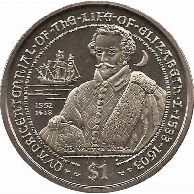 1 Dollar - Elizabeth II Sir Walter Raleigh back