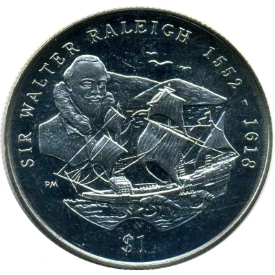 1 Dollar - Elizabeth II Sir Walter Raleigh back